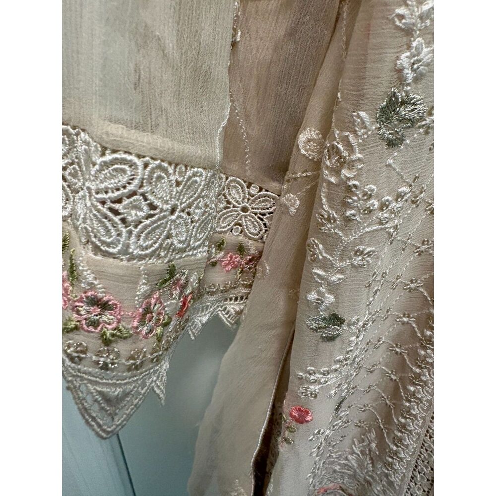 Roop Sari Palace Pakistani Embroidered Kurta Tunic Size S Blush Fully Lined - Picture 10 of 12